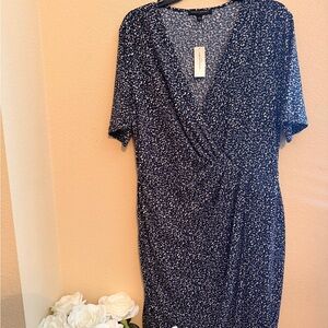 Banana Republic Navy Patterned Midi Dress